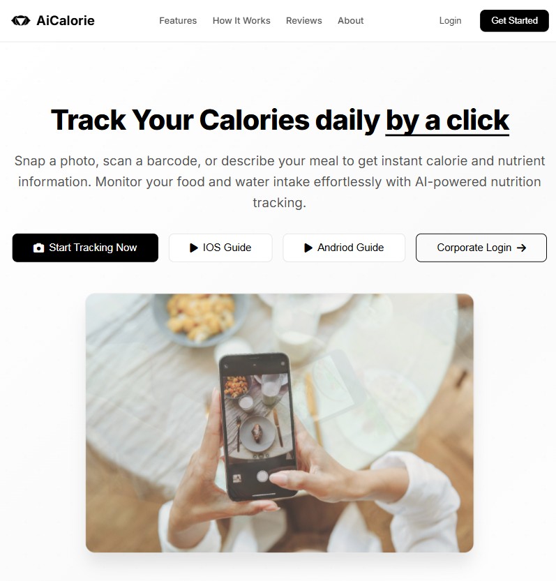 AiCalorie website — built by Alamu Prosper