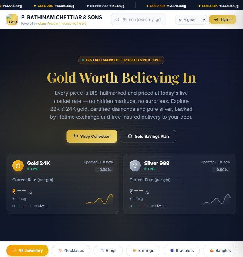 P. Rathinam Chettiar & Sons website — built by Alamu Prosper